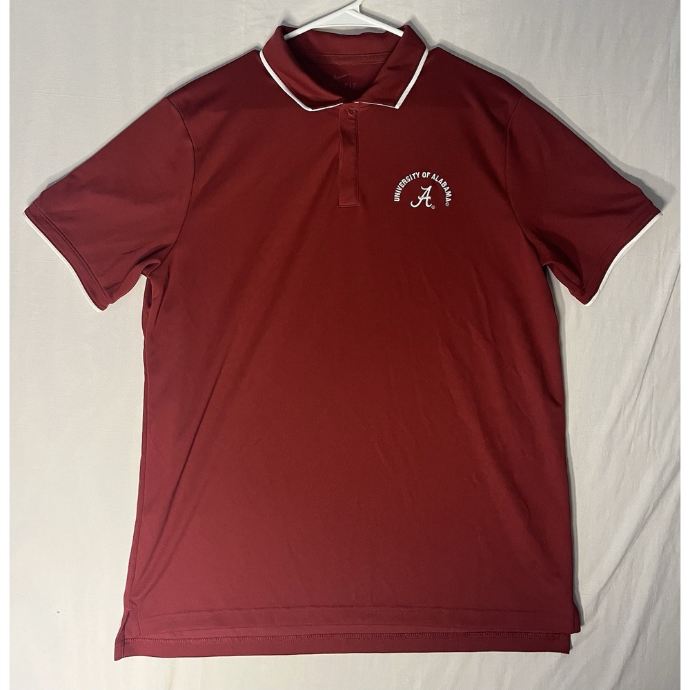 Nike Dri Fit Alabama Crimson Tide Polo Shirt Men's Size Large Red Short Sleeve